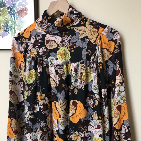 WhoWhatWear Floral Long Sleeve Dress Size M - Picture 2 of 7